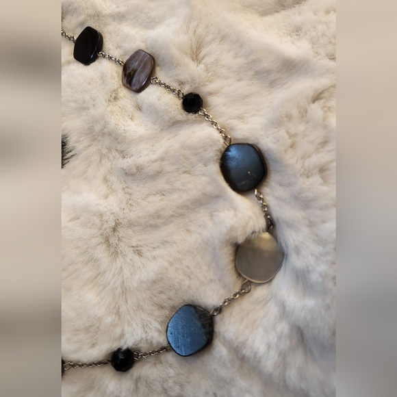 NWT Lia Sophia Long Flat Moonstone Beaded Necklace - Picture 2 of 4